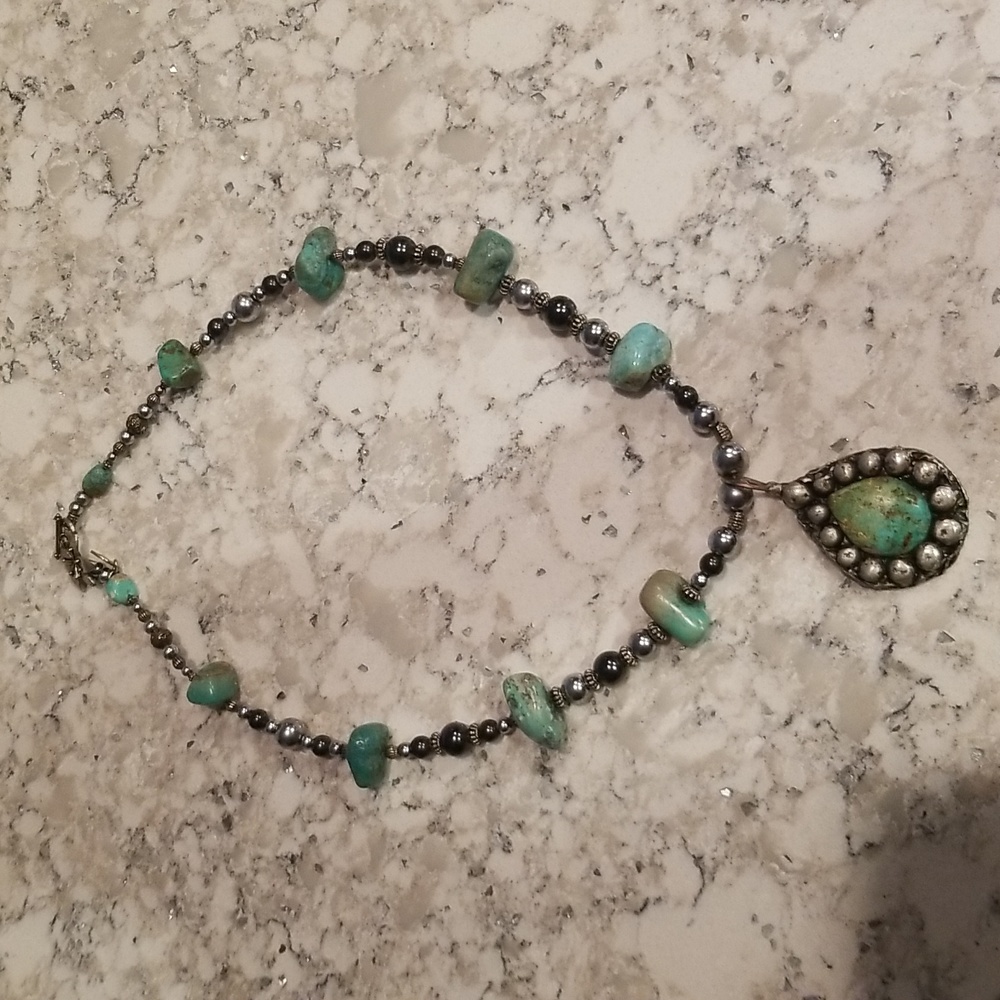 Custom Made Turquoise Squash Blossom Necklace
